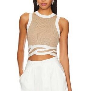 Elegant Tan and White Women's Crop Top